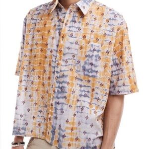 RECLAIMED VINTAGE Cropped Boxy Shirt In Faded Floral Print Men’s Size:L